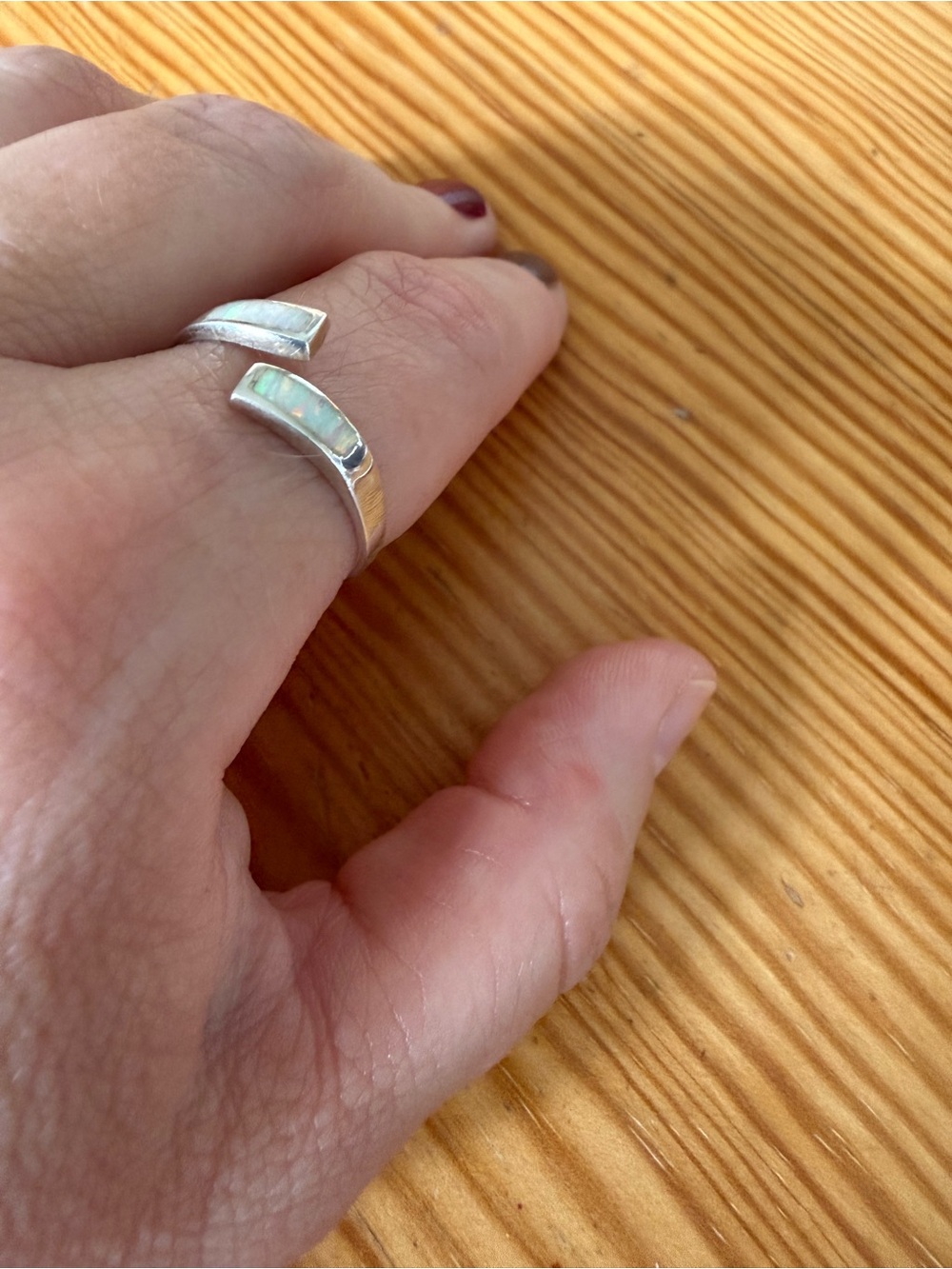 Minimalist delicate 925 sterling silver adjustable ring - fire opal